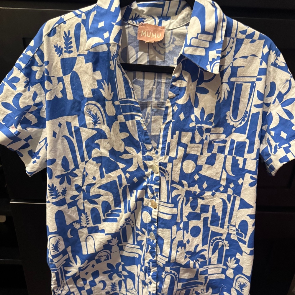Show me your Mumu Parker blue button down and matching shorts